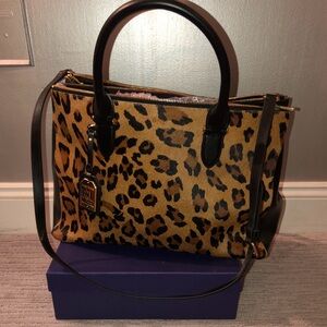 Lauren Ralph Lauren Leopard Print Tote with Black Handles